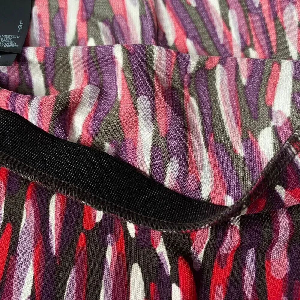 Kenneth Cole Skirt Womens Size L Multicolor Watercolor Print Knit Side Slit NWT